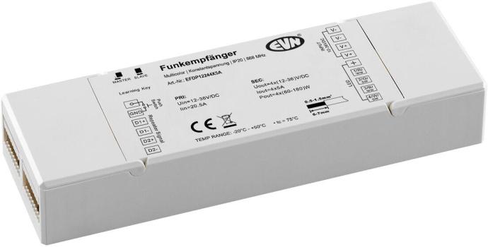 ARDEBO.de EVN EFD-Serie LED Funk-Multicolor-Empfänger, 12-48V/DC, max. 240-720W (EFDP12244X5A)
