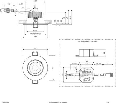 EVN PC65 LED Deckeneinbauleuchte, rund, schwenkbar, 8,4W, 3000K, 1010lm, anthrazit (PC650N91602)