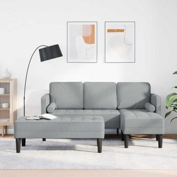 ARDEBO.de - 2-teiliges Sofa Set mit Kissen Hellgrau Stoff