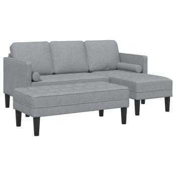 2-teiliges Sofa Set mit Kissen Hellgrau Stoff