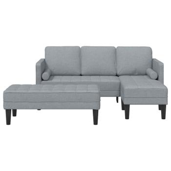 2-teiliges Sofa Set mit Kissen Hellgrau Stoff
