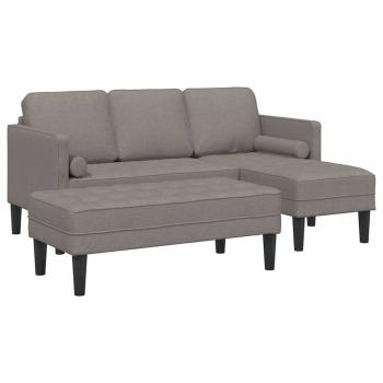 2-teiliges Sofa Set mit Kissen in taupefarbenem Stoff