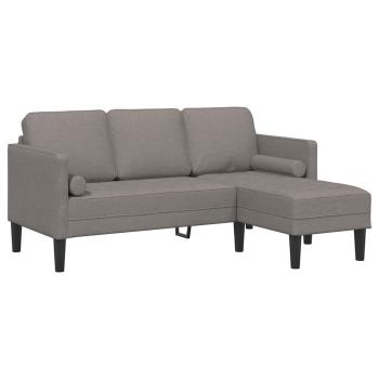 2-teiliges Sofa Set mit Kissen in taupefarbenem Stoff