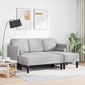ARDEBO.de - 2-teiliges Sofa Set mit Kissen aus wolkengrauem Stoff