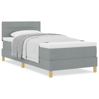 Boxspringbett mit Matratze Hellgrau 100x200 cm Stoff