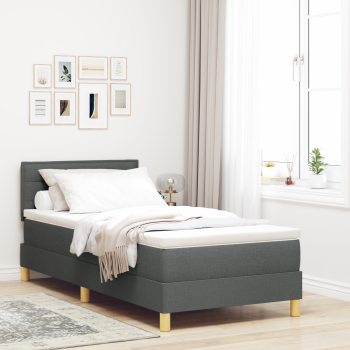 Boxspringbett mit Matratze Dunkelgrau 100x200 cm Stoff