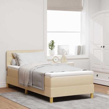 ARDEBO.de - Boxspringbett mit Matratze Creme 100x200 cm Stoff