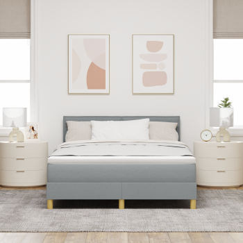 Boxspringbett mit Matratze hellgrau 140x190 cm Stoff