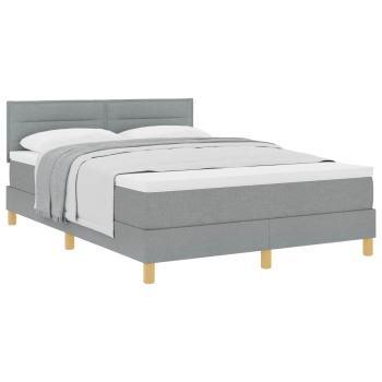 Boxspringbett mit Matratze Hellgrau 140x200 cm Stoff