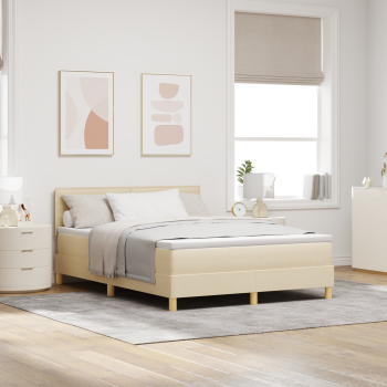 Boxspringbett mit Matratze Creme 140x200 cm Stoff