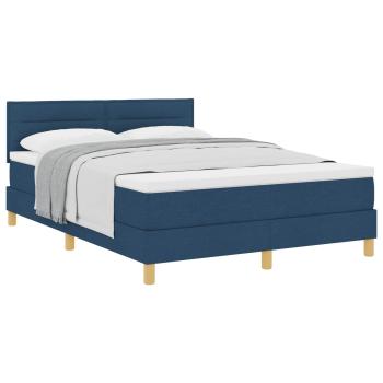 Boxspringbett mit Matratze Blau 140x200 cm Stoff