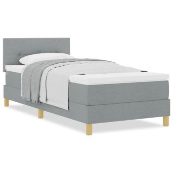 Boxspringbett mit Matratze Hellgrau 90x200 cm Stoff