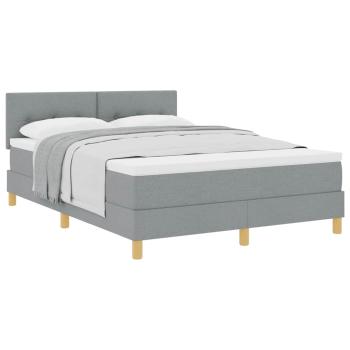 Boxspringbett mit Matratze Hellgrau 140x200 cm Stoff