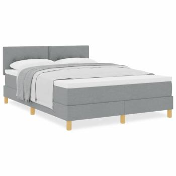 Boxspringbett mit Matratze Hellgrau 140x200 cm Stoff