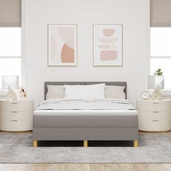 Boxspringbett mit Kissen mit Kopfteil Taupe 140 x 200 cm Stoff