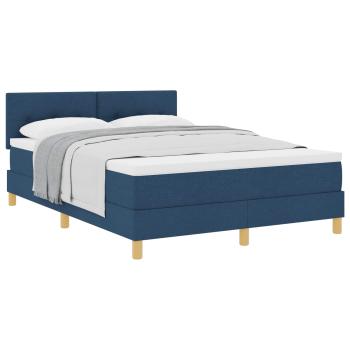 Boxspringbett mit Matratze Blau 140x200 cm Stoff