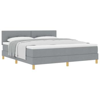 Boxspringbett mit Matratze Hellgrau 180x200 cm Stoff