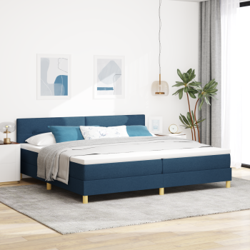Boxspringbett mit Kissen mit Kopfteil Blau 200 x 200 cm Stoff
