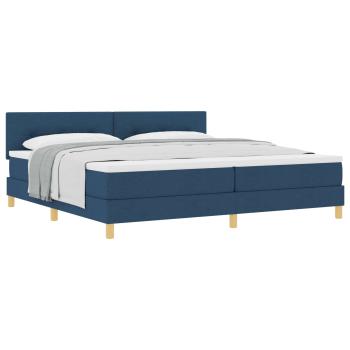 Boxspringbett mit Kissen mit Kopfteil Blau 200 x 200 cm Stoff