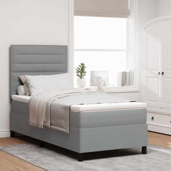 Boxspringbett mit Matratze Hellgrau 90x200 cm Stoff