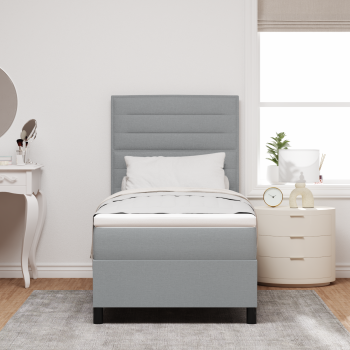 Boxspringbett mit Matratze Hellgrau 90x200 cm Stoff