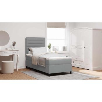 Boxspringbett mit Matratze Hellgrau 90x200 cm Stoff
