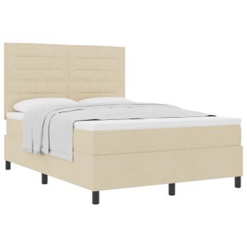 ARDEBO.de - Boxspringbett mit Matratze Creme 140x190 cm Stoff