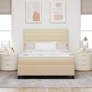 Boxspringbett mit Matratze Creme 140x190 cm Stoff