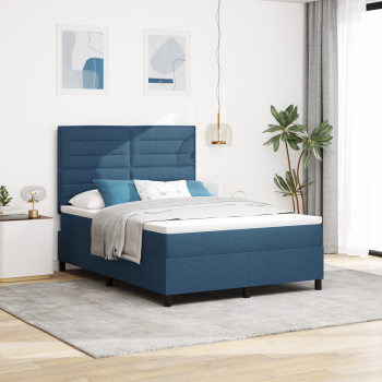 Boxspringbett mit Matratze Blau 160x200 cm Stoff