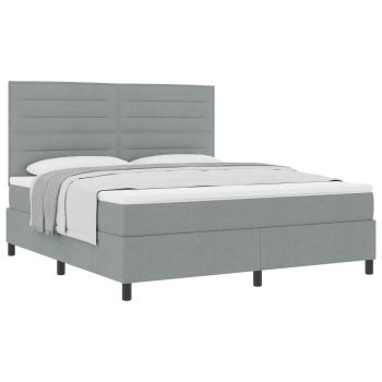 Boxspringbett mit Matratze Hellgrau Super King Stoff
