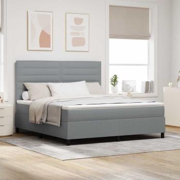 Boxspringbett mit Matratze Hellgrau Super King Stoff