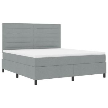 Boxspringbett mit Matratze Hellgrau Super King Stoff