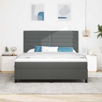 Boxspringbett mit Matratze Dunkelgrau Super King Stoff