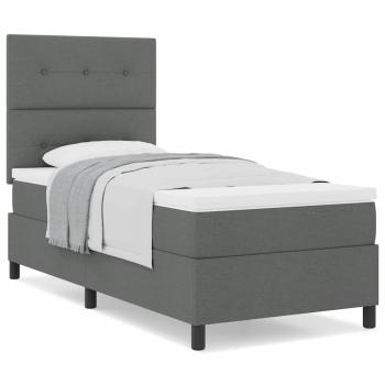 Boxspringbett mit Matratze Dunkelgrau 100x200 cm Stoff