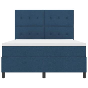 Boxspringbett mit Matratze Blau 140x200 cm Stoff