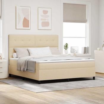 ARDEBO.de - Boxspringbett mit Matratze Creme Super King Stoff