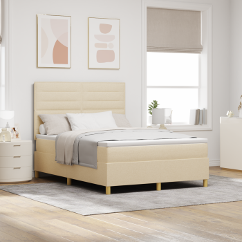 Boxspringbett mit Matratze Creme 140x200 cm Stoff