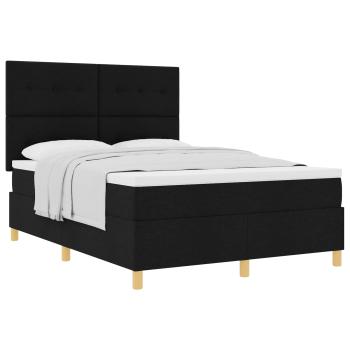 Boxspringbett mit Matratze Schwarz 140x200 cm Stoff