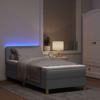 Boxspringbett mit Matratze & LED Licht Grau 90x200 cm Stoff