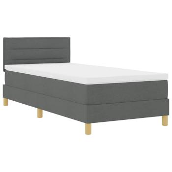 Boxspringbett mit Matratze & LED Dunkelgrau 90x200 cm Stoff