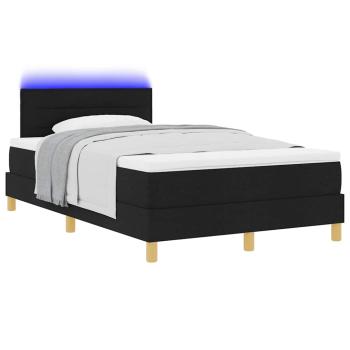 Boxspringbett mit Matratze & LED Schwarz 120x200 cm Stoff