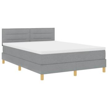 Boxspringbett mit Matratze & LED Hellgrau 140x190 cm Stoff