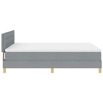 Boxspringbett mit Matratze & LED Hellgrau 140x190 cm Stoff