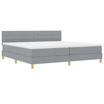 ARDEBO.de - Boxspringbett mit Matratze & LED Licht Grau 200x200 cm Stoff