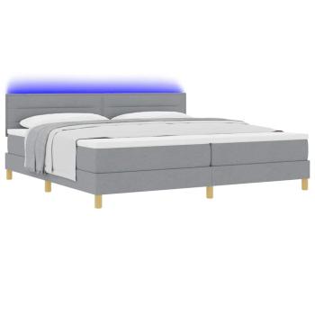 Boxspringbett mit Matratze & LED Licht Grau 200x200 cm Stoff