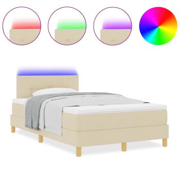 Boxspringbett mit Matratze & LED Creme 120x200 cm Stoff