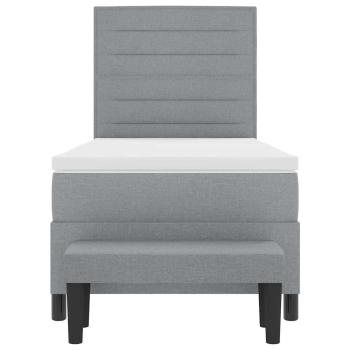 Boxspringbett mit Matratze & Bank Hellgrau 90 x 200 cm Stoff