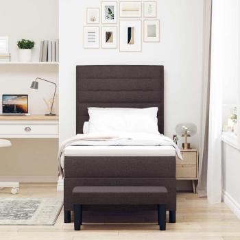 Boxspringbett mit Matratze & Bank Dunkelbraun 90x200 cm Stoff