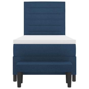 Boxspringbett mit Matratze & Bank Blau 90x200 cm Stoff