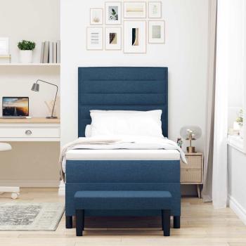 Boxspringbett mit Matratze & Bank Blau 90x200 cm Stoff